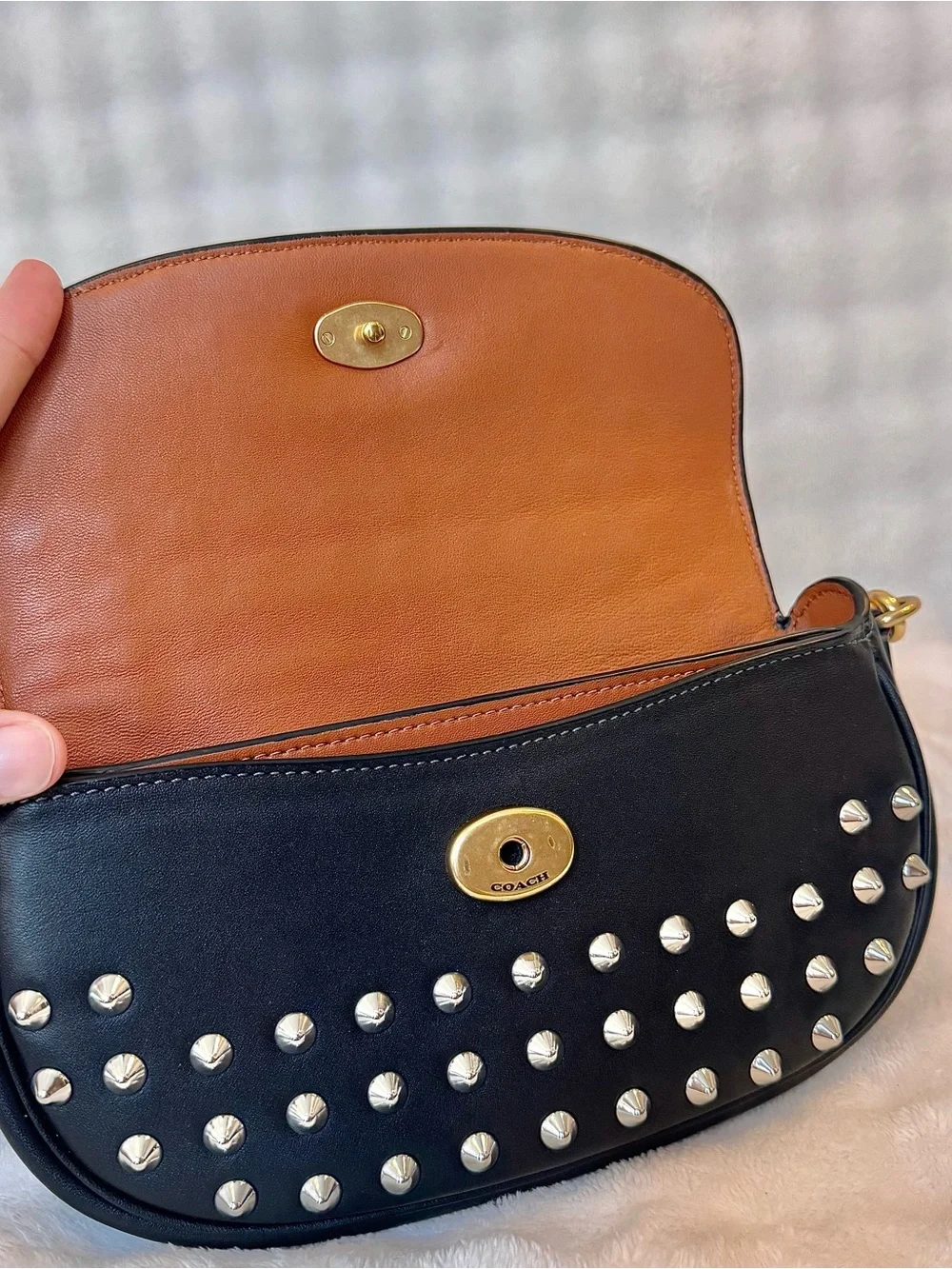 Coach Studded Harley Shoulder Bag 23 with Gold Hardware - Picture 6 of 10